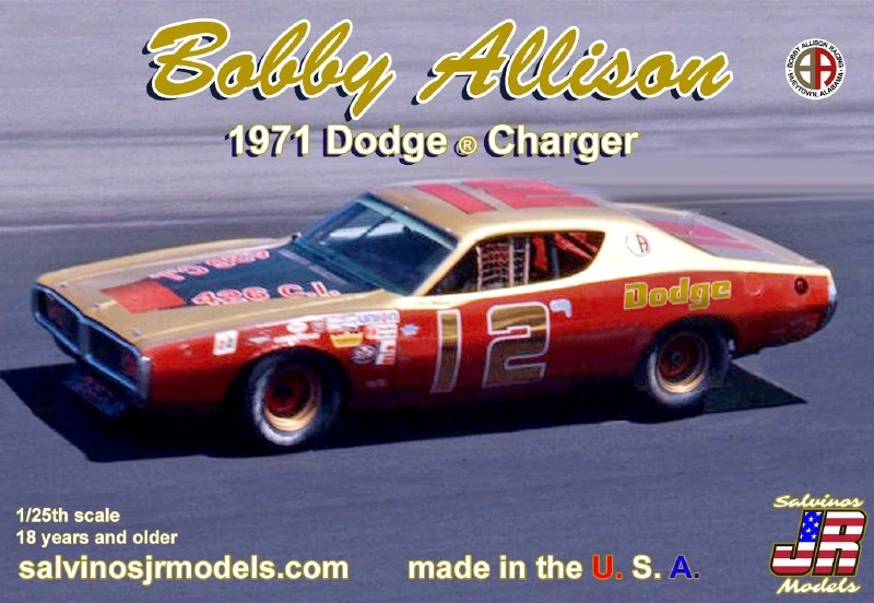 Salvinos JR Models Salvinos JR Models 1/25 Bobby Allison 1971 Dodge Charger Flathood Mod 1 Salvinos JR Models Salvinos JR Models 1/25 Bobby Allison 1971 Dodge Charger Flathood Mod