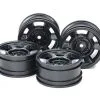 Tamiya Tamiya CC-02 6-Spoke Wheels, Blk (26mm Offset +4) (4pc)
